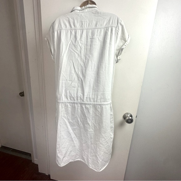 PAIGE Light Wash Mila Chambray Denim Cotton Button  Drawstring ShirtDress NWOT L - Picture 3 of 14